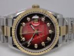Copy Rolex Day-Date Watch 2-Tone Red Ombre Face for Mens